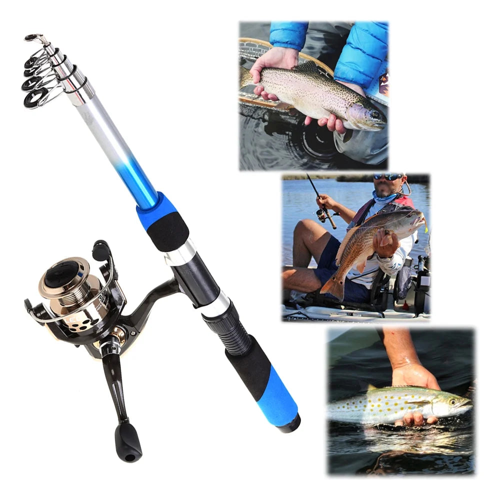 Telescopic Fiberglass Sea Fishing Rod Combo with Spinning Reel and Tackle Set H7449