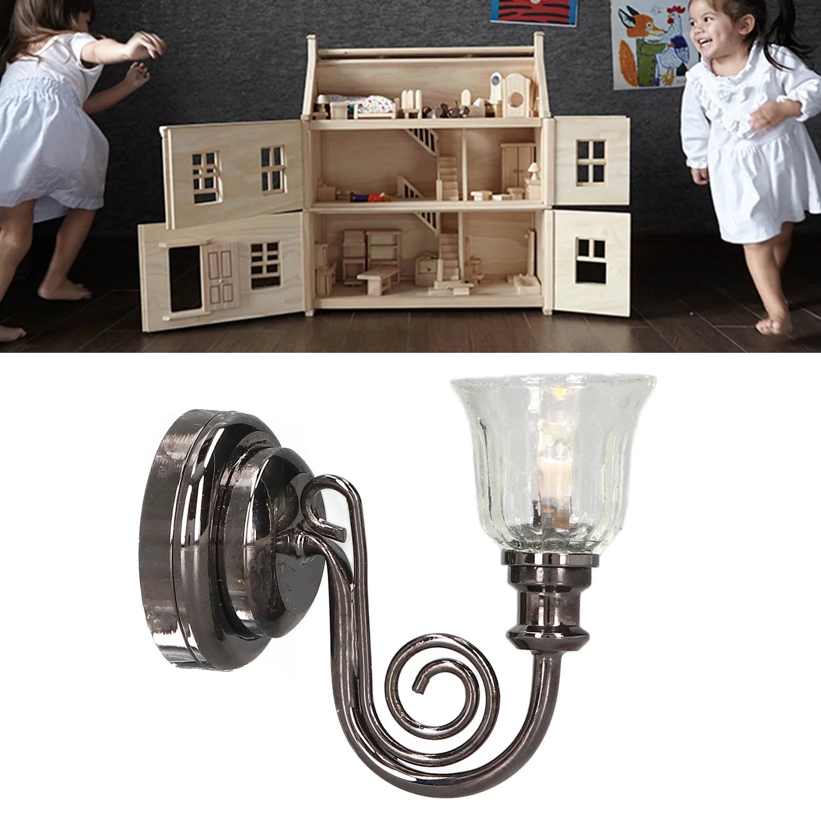 Dollhouse Wall Lamp Miniature Lantern Light with Battery A514511