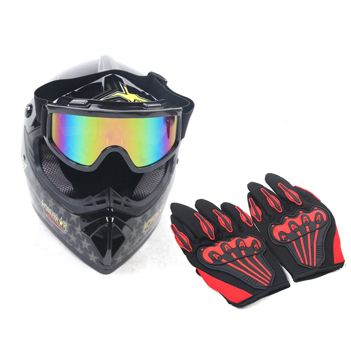 Off-Road Motorcycle Helmet with Goggles Gloves B6680