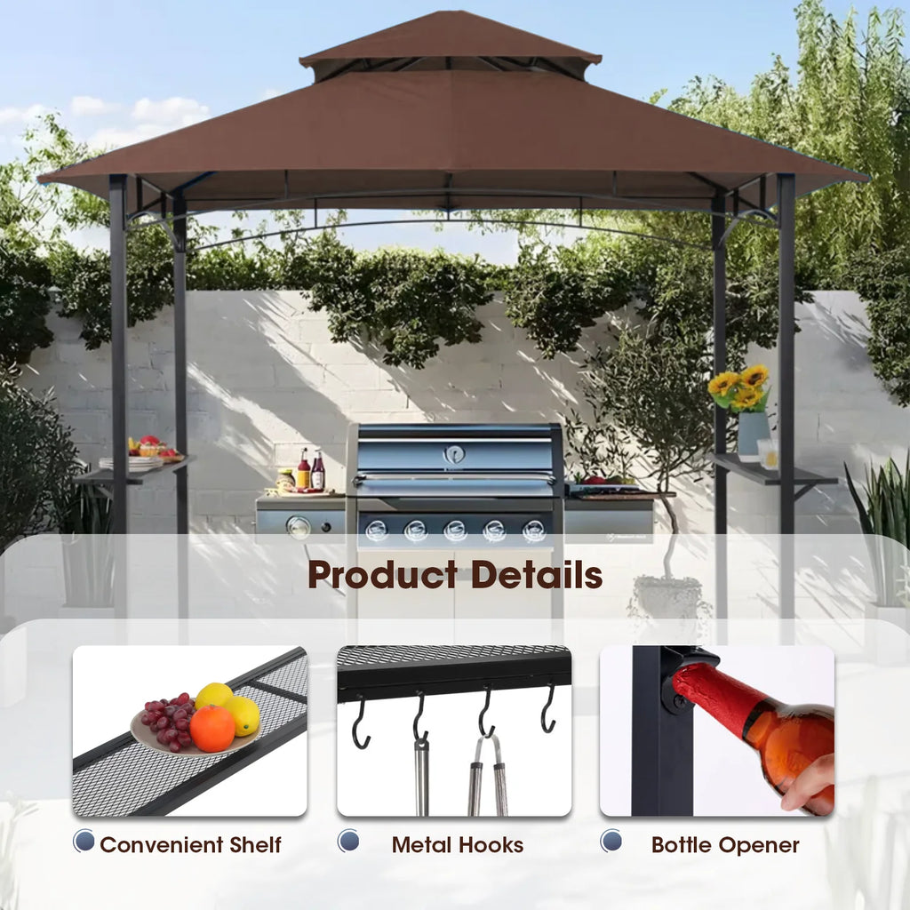Brown Hardtop Grill Gazebo Tent L8623