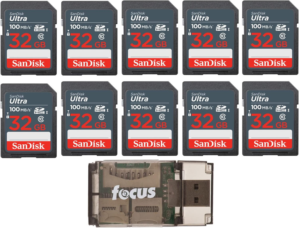 32GB SDHC UHS-I Memory Card 10-Pack with USB Card Reader Bundle R129531