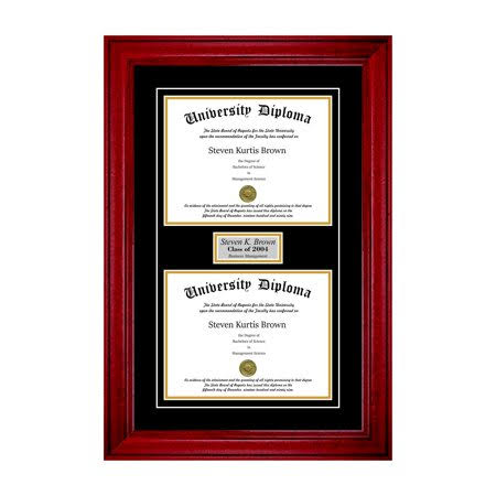 Double Diploma Frame with Double Matting, Cherry 2 inch Frame, 11 x 14 U2748