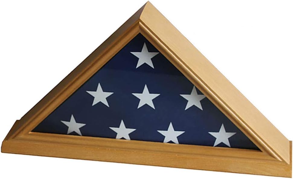 Solid Wood Flag Display Case with Real Glass Door E307