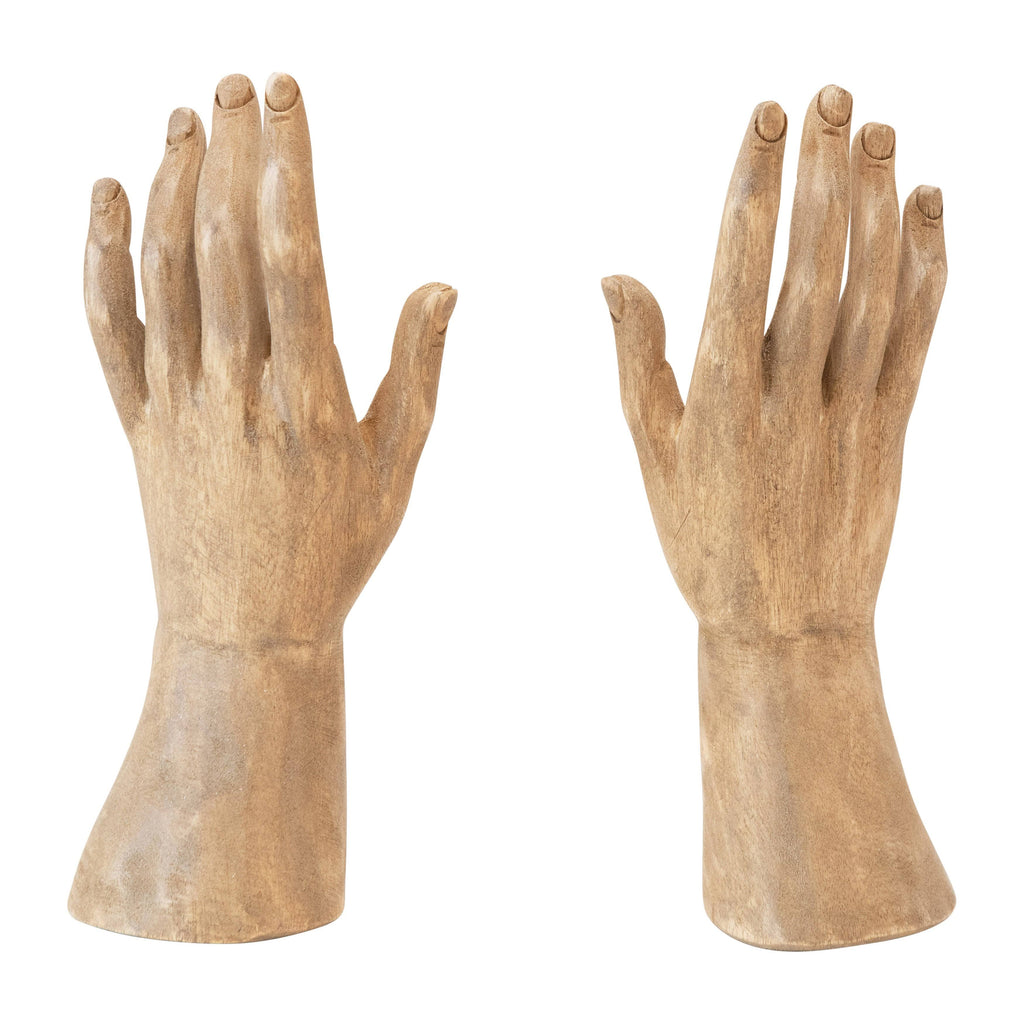 Hand-Carved Mango Wood Hands, Painted Finish, Set of 2 R83364