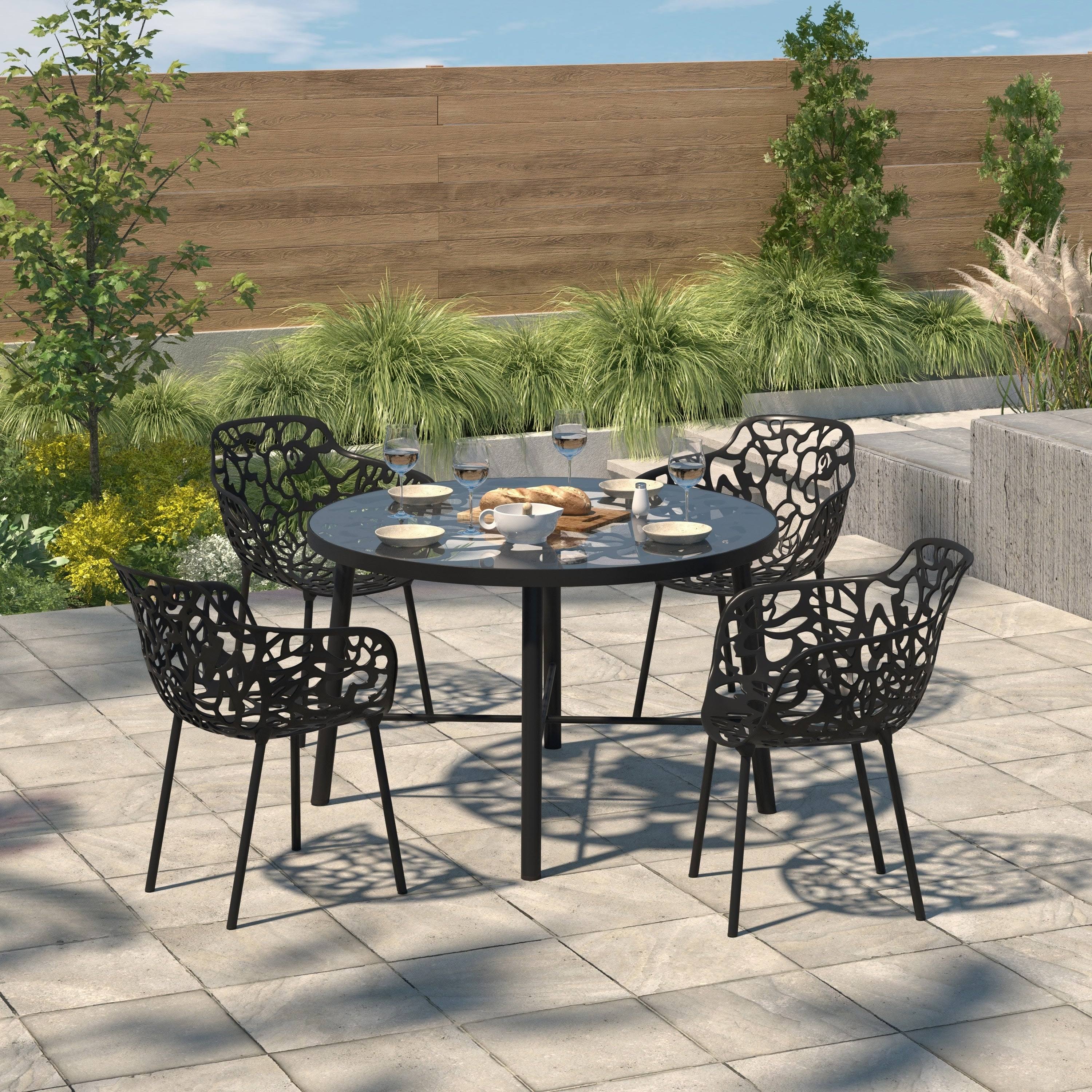 Black Aluminum Dining Chair (Set of 4) Y819