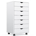 White 7-Drawer Wooden Mobile Dresser with Wheels M61125
