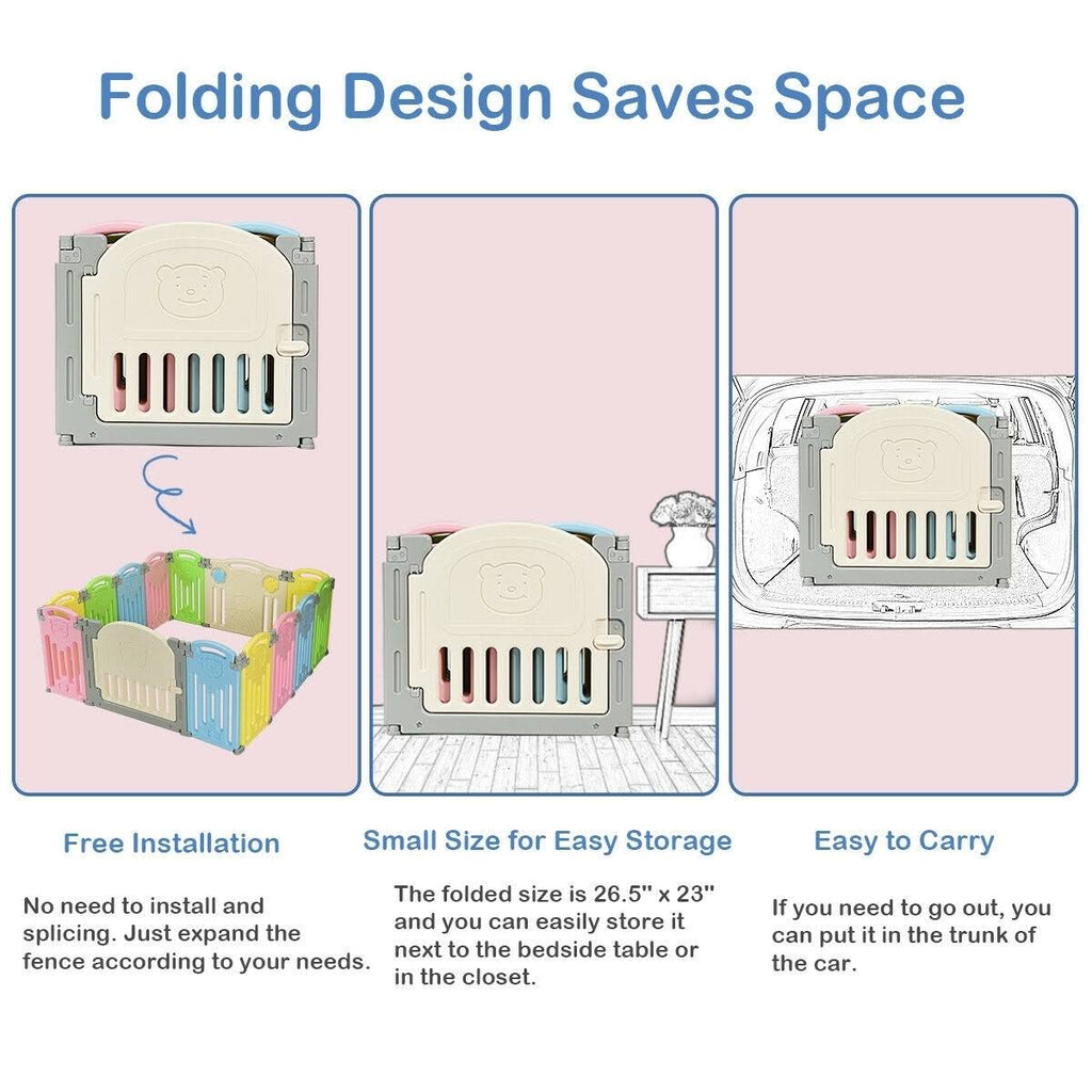 14 Panel Foldable Baby Playpen Safety Play Yard X925