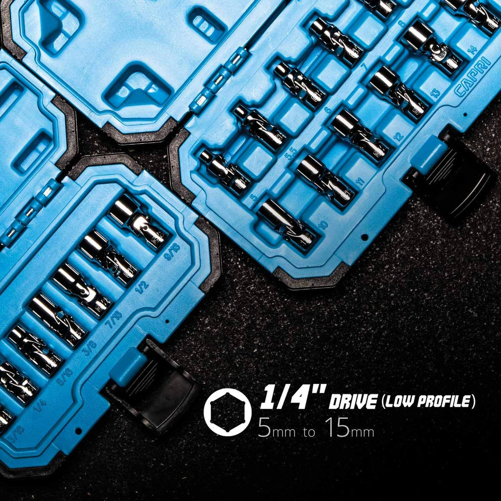 1/4 in. Drive Universal Socket Set, 5-15 mm Metric, 12-Piece F4096