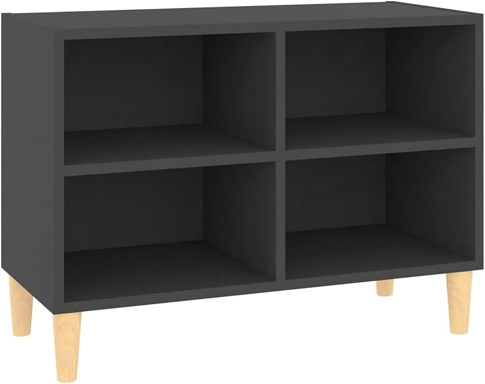Gray TV Cabinet with Solid Wood Legs C957518