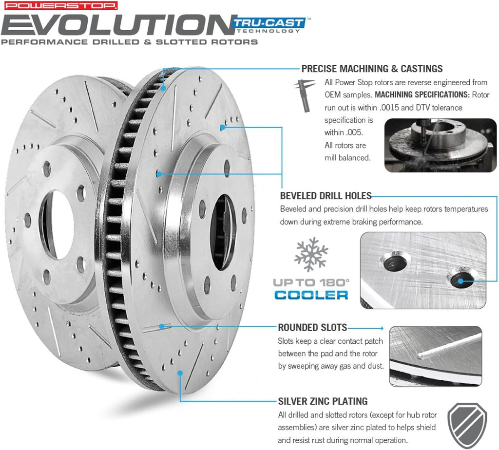 Front and Rear Carbon Fiber Brake Pads with Drilled & Slotted Brake Rotors Kit P69165