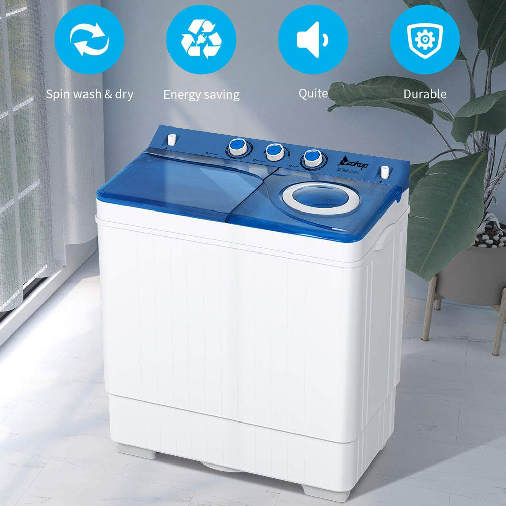 26Lbs Semi-automatic Twin Tub Washing Machine, White&Blue Y8557