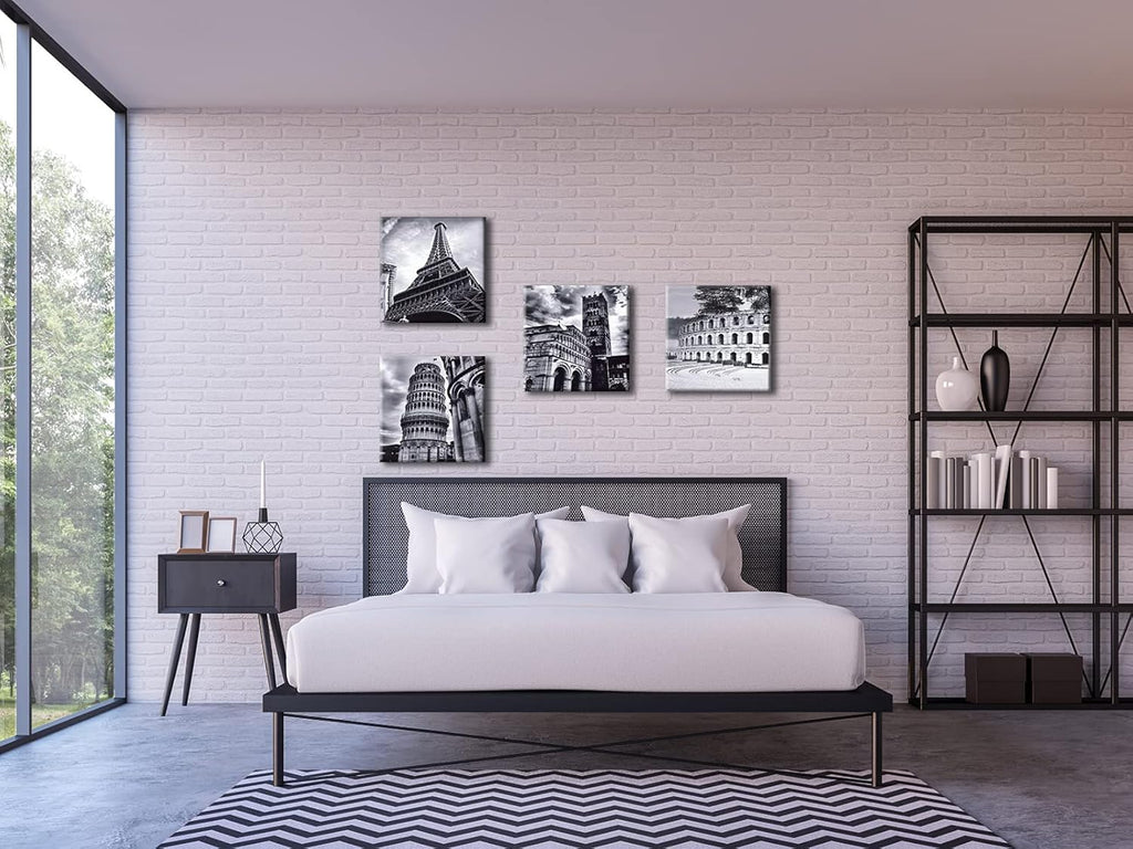 Black and White 4 Panels Giclee Canvas Prints R849