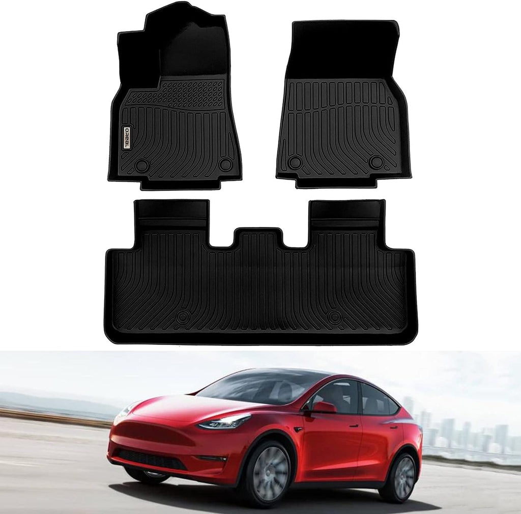 Black Waterproof Custom Fit Floor Mats for Tesla Model Y V2574