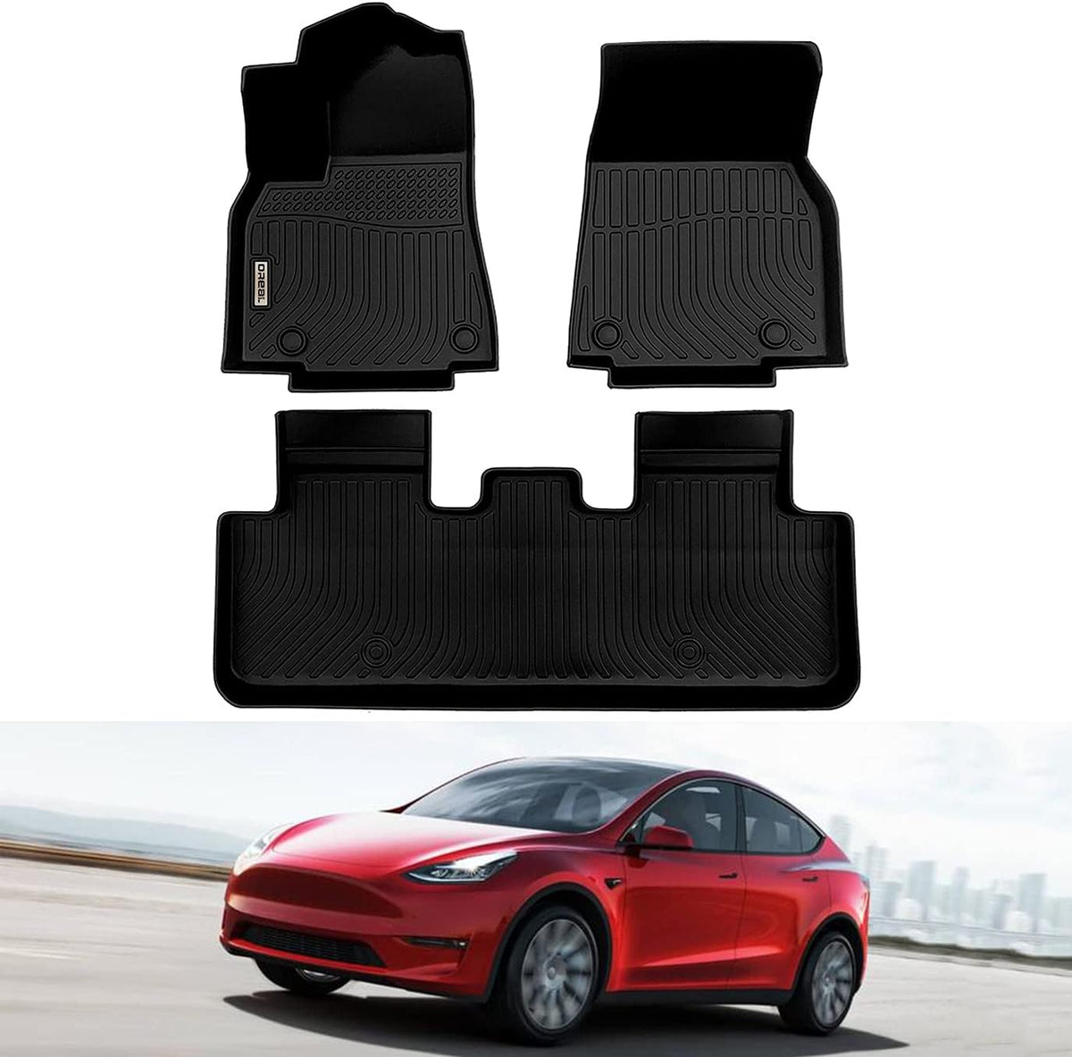 Black Waterproof Custom Fit Floor Mats for Tesla Model Y V2574