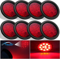 4 Inch LED Trailer Tail Lights Kit with Grommet Plug, 8 X Red Round 12 LED Brake Stop Turn Signal Tail Light X622112