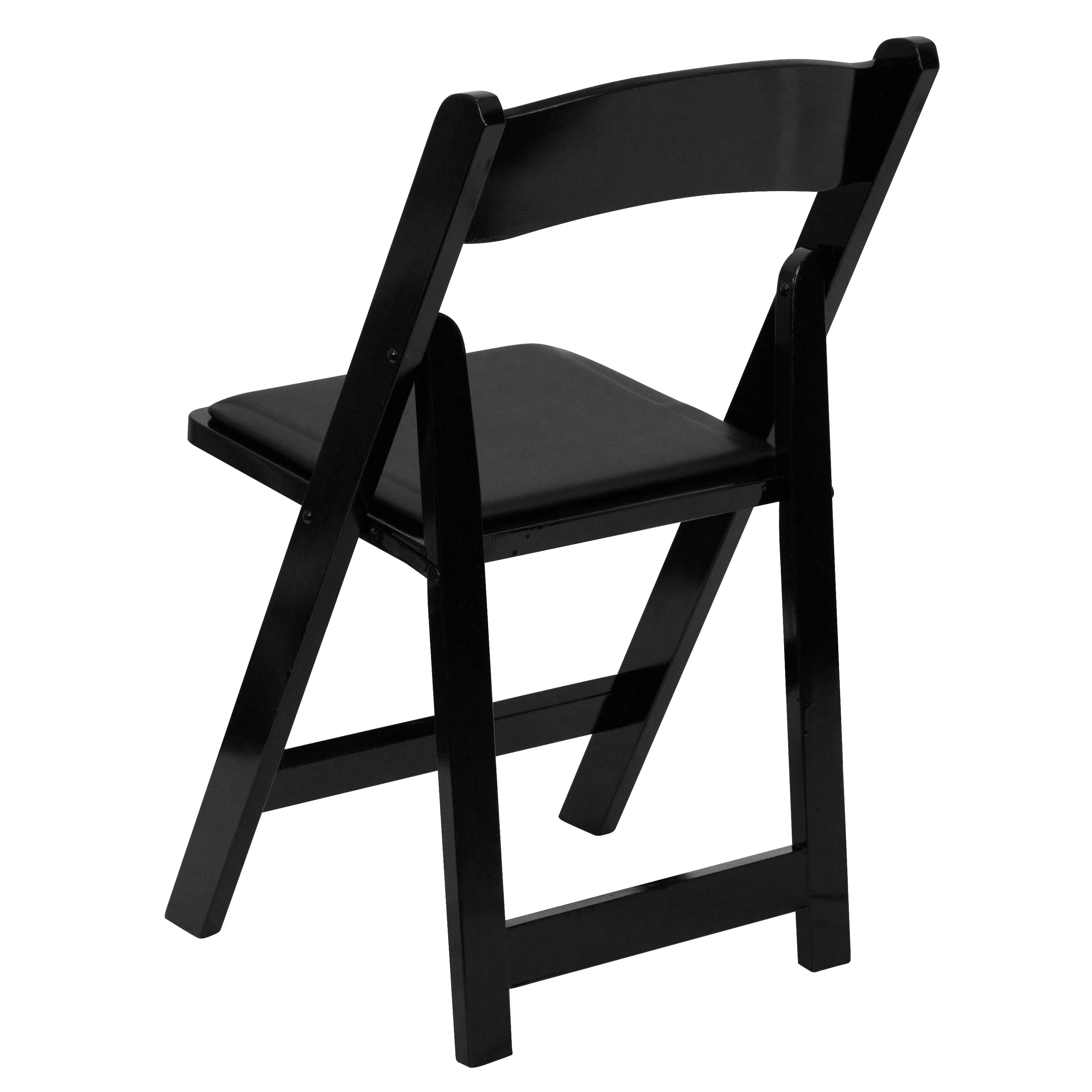 2 Pack Black Wood Folding Chair with Vinyl Padded Seat Z109723