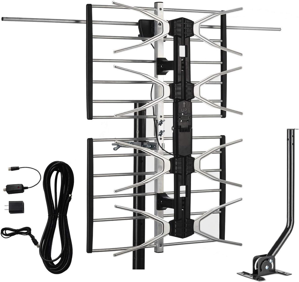 HDTV Digital Outdoor Antenna Amplified 150 Miles Long Range UHF/VHF with 40 Feet RG6 Coaxial Cable J475