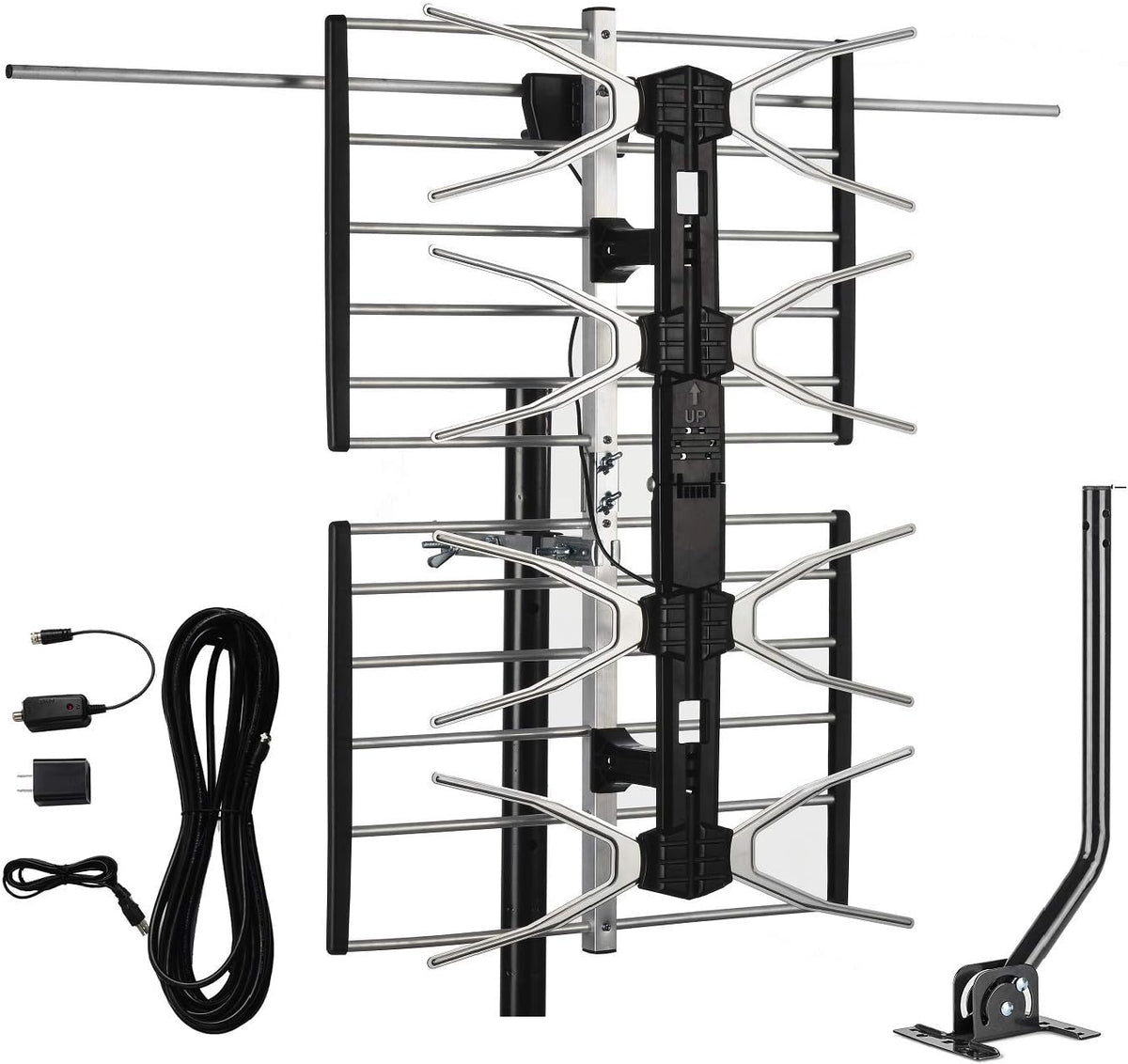 HDTV Digital Outdoor Antenna Amplified 150 Miles Long Range UHF/VHF with 40 Feet RG6 Coaxial Cable J475
