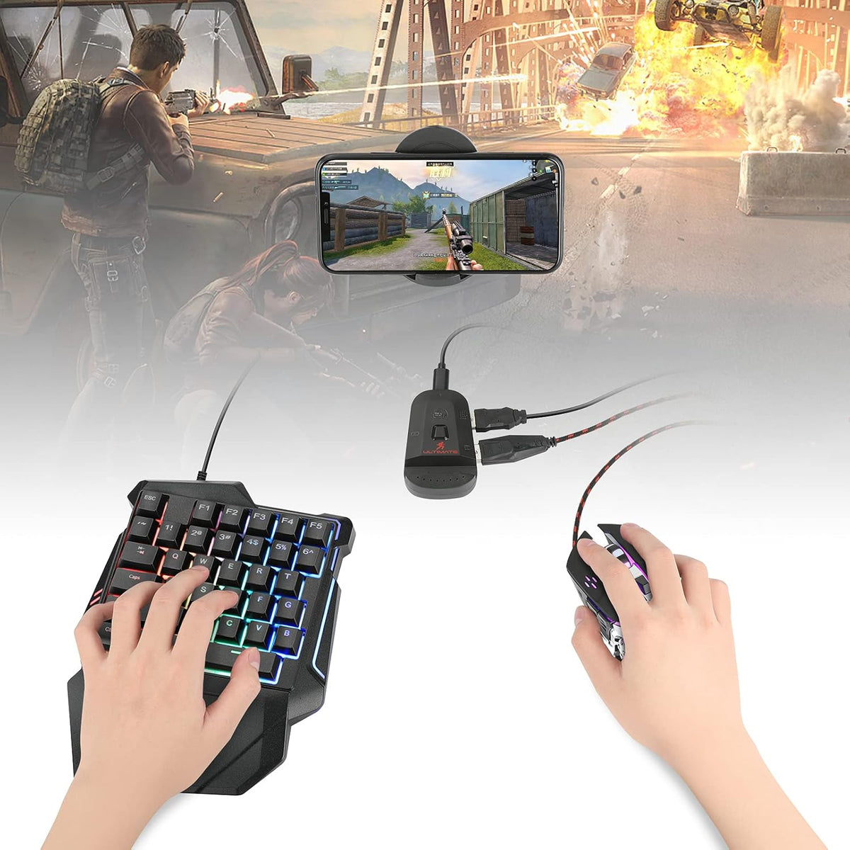 Wired Mechanical RGB LED Backlit Gaming Keyboard and Mouse Combo C83439