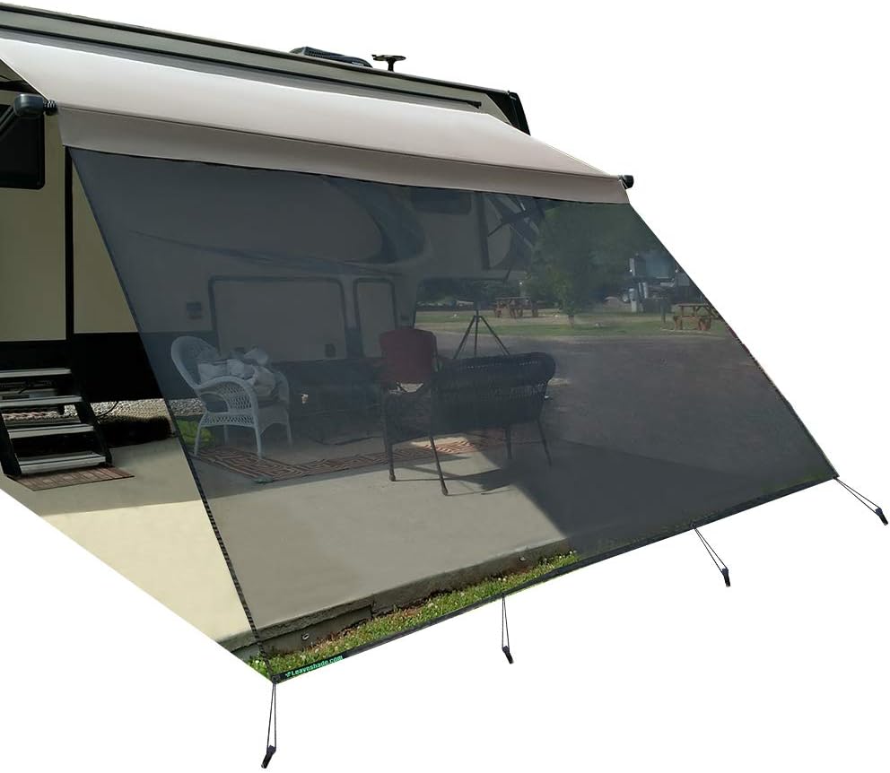 Navy Blue Mesh RV Awning Sunshade Screen 7' X 12' 3'' F380920