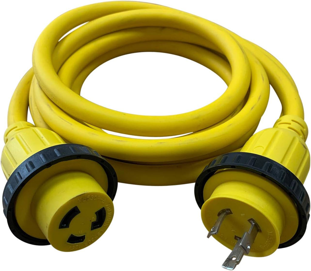 25 FT 30 Amp 125 Volt Yellow Marine Shore Power Extension Cord K43667