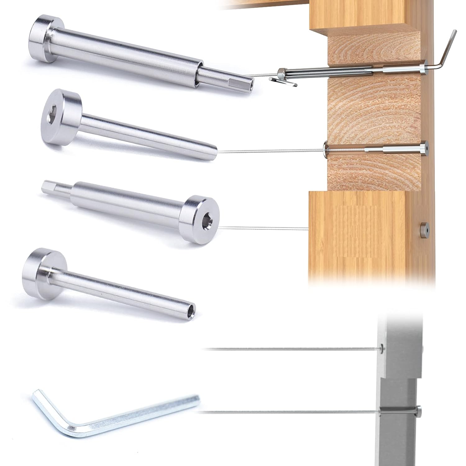 10Pair Cable Railing Kit Invisible 1/8 Swage Tensioner T316 Stainless Steel J2795
