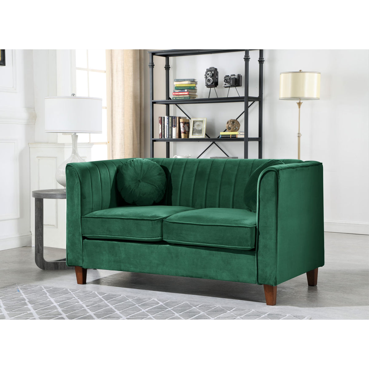 Green Velvet Chesterfield Loveseat E6775