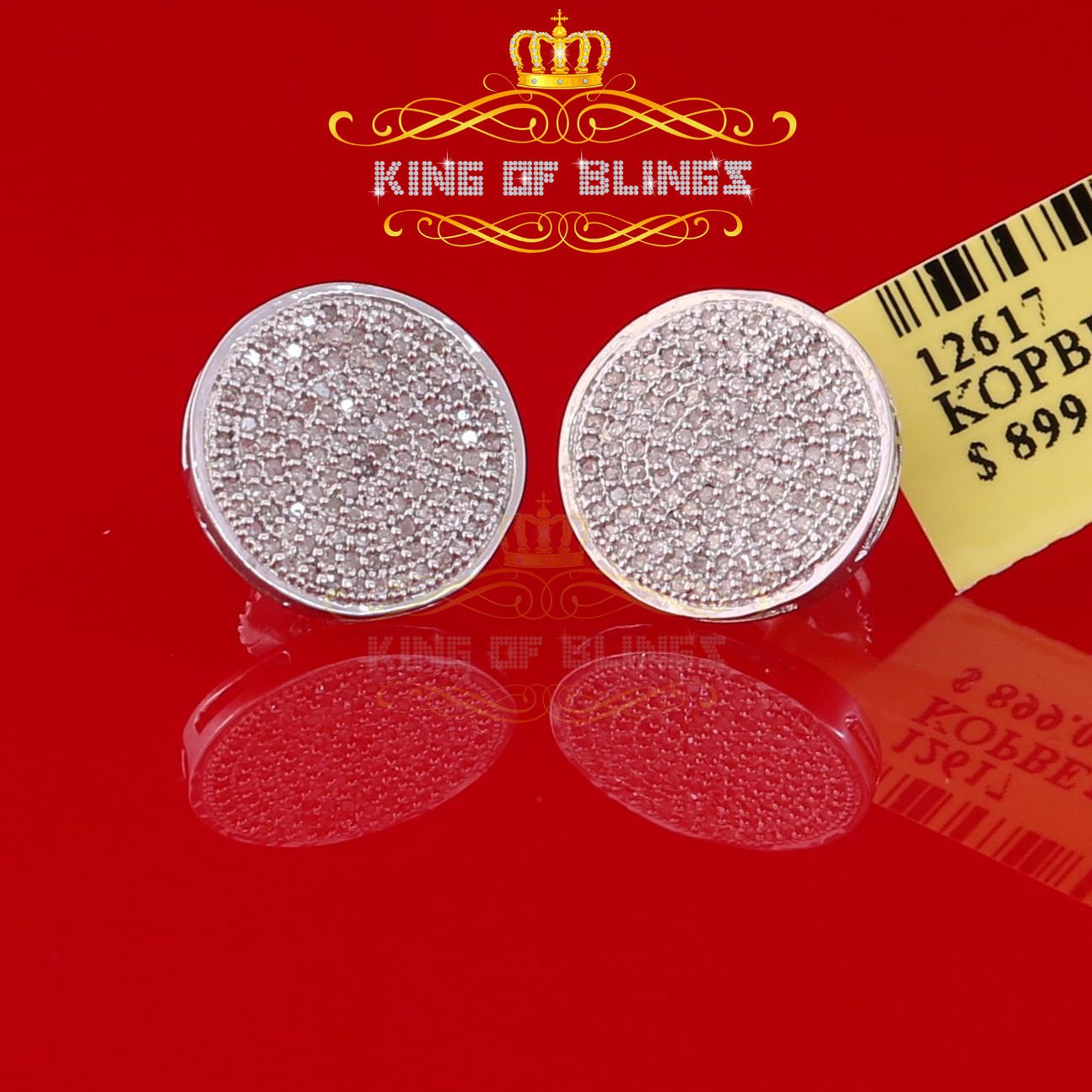 925 Sterling Silver White Hip Hop Stud Earrings P9503