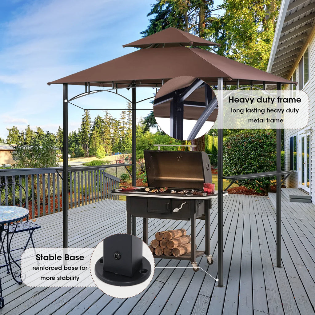 Brown Hardtop Grill Gazebo Tent L8623