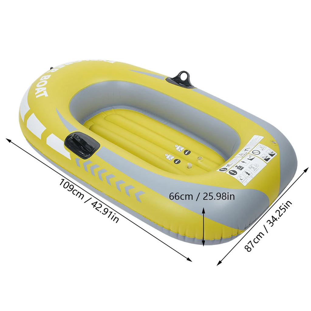Yellow PVC Inflatable One Person Rowing Air Boat J7008