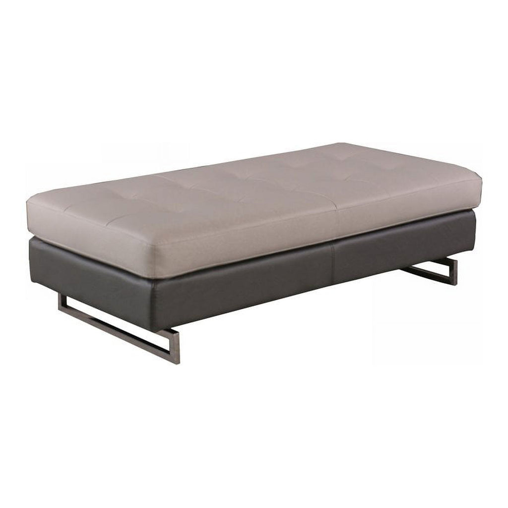 Beige Faux Leather Ottoman R233