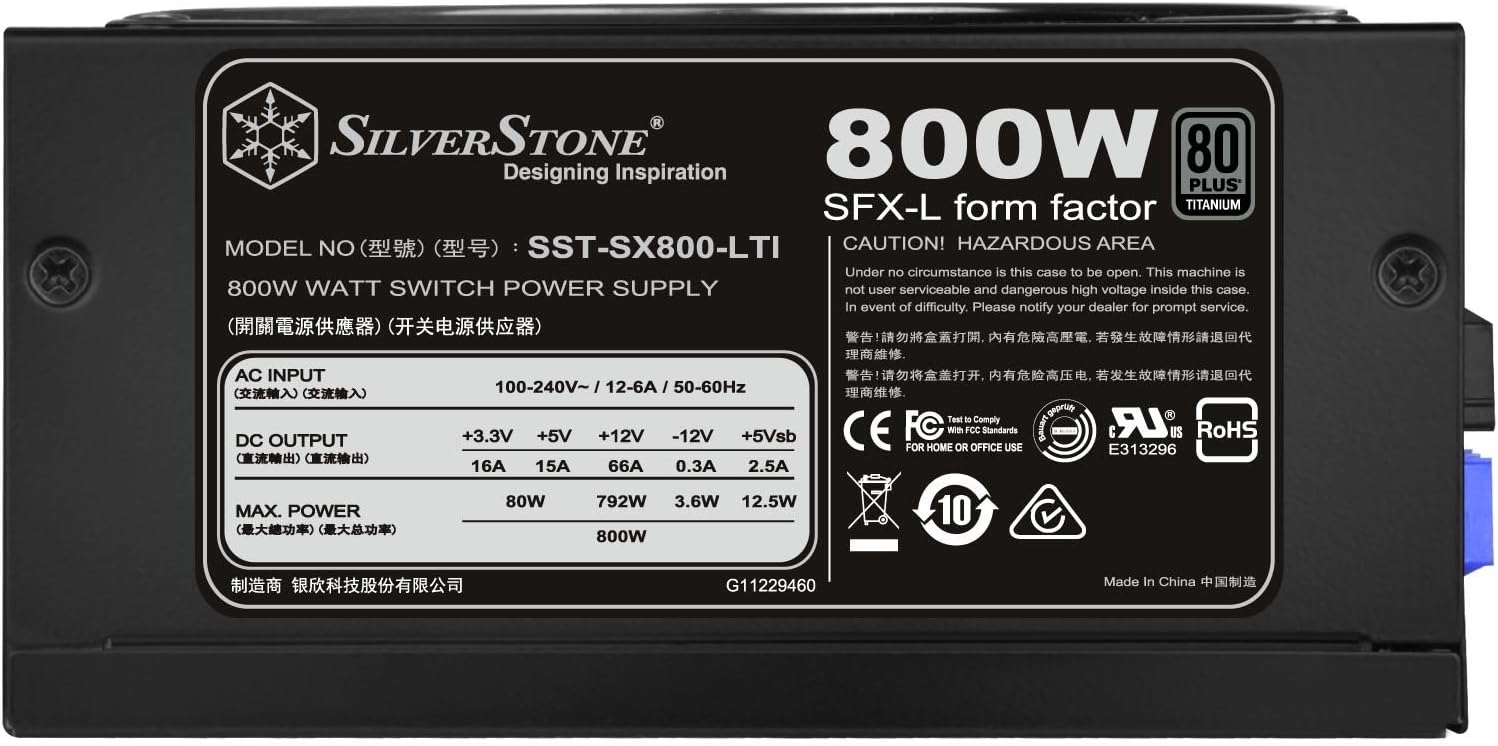 800W SFX-L 80 Plus Titanium Modular Power Supply with Japanese Capacitors U139560