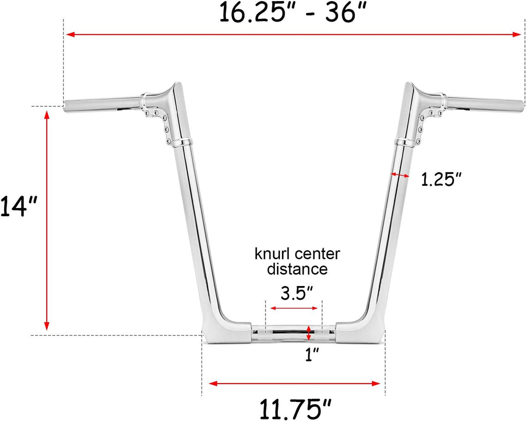 16" Rise Adjustable Ape Hanger Handlebar V714