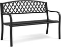 Black Cast Iron Steel Garden Bench with Armrests E899