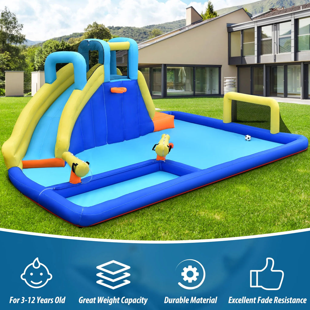 Inflatable Bounce House Water Slide Bouncer with Ball Shooting Climbing Wall V7689