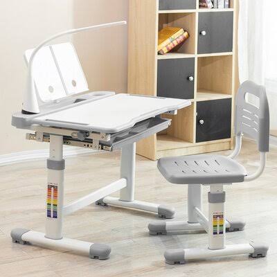 Height Adjustable Kids Desk and Chair Set with Tilt Desktop and Storage K373