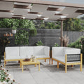 6 Piece Acacia Wood Patio Lounge Set with Cream White Cushion K4926