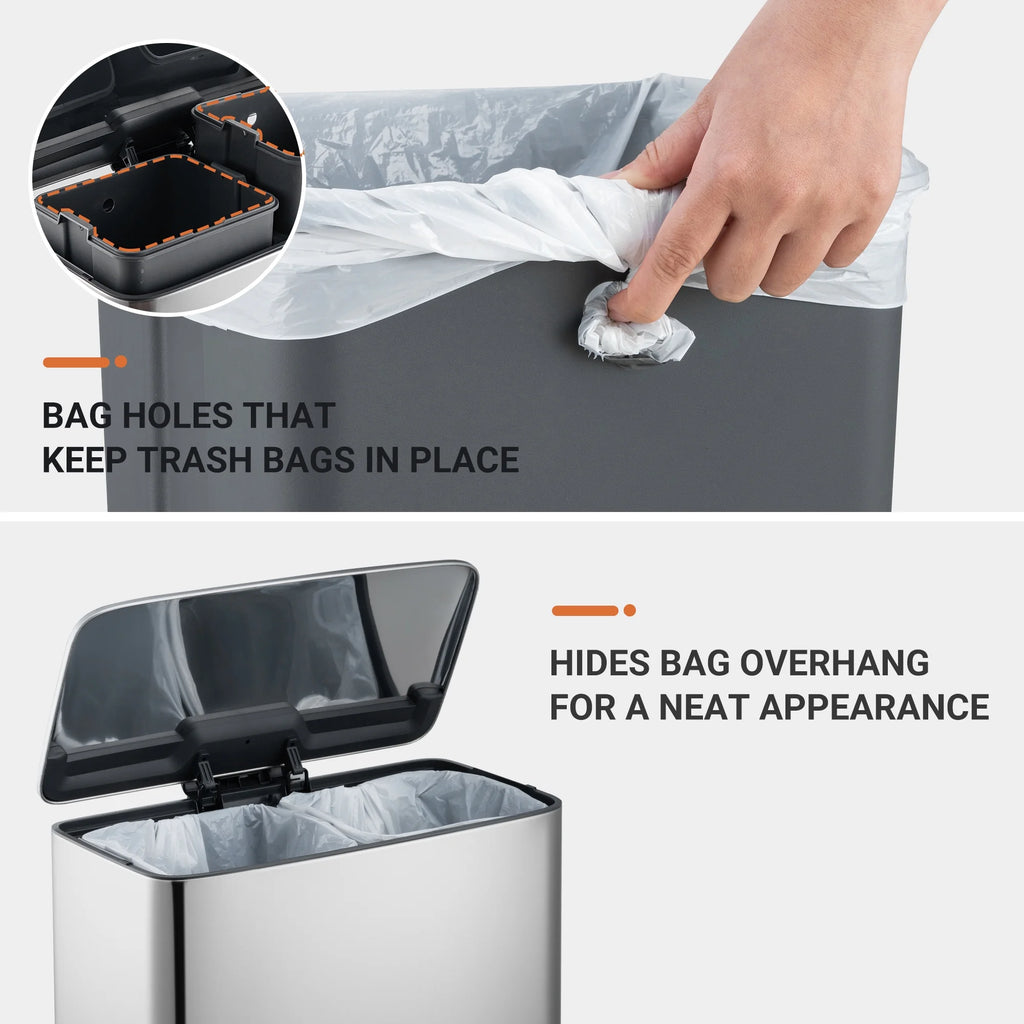9.5 Gallon Dual Compartment Step-On Kitchen Trash Can U5544
