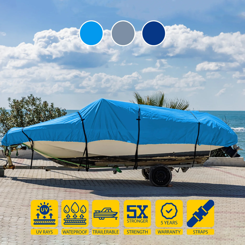 Waterproof Heavy Duty Trailerable Boat Cover with Storage Bag M3385