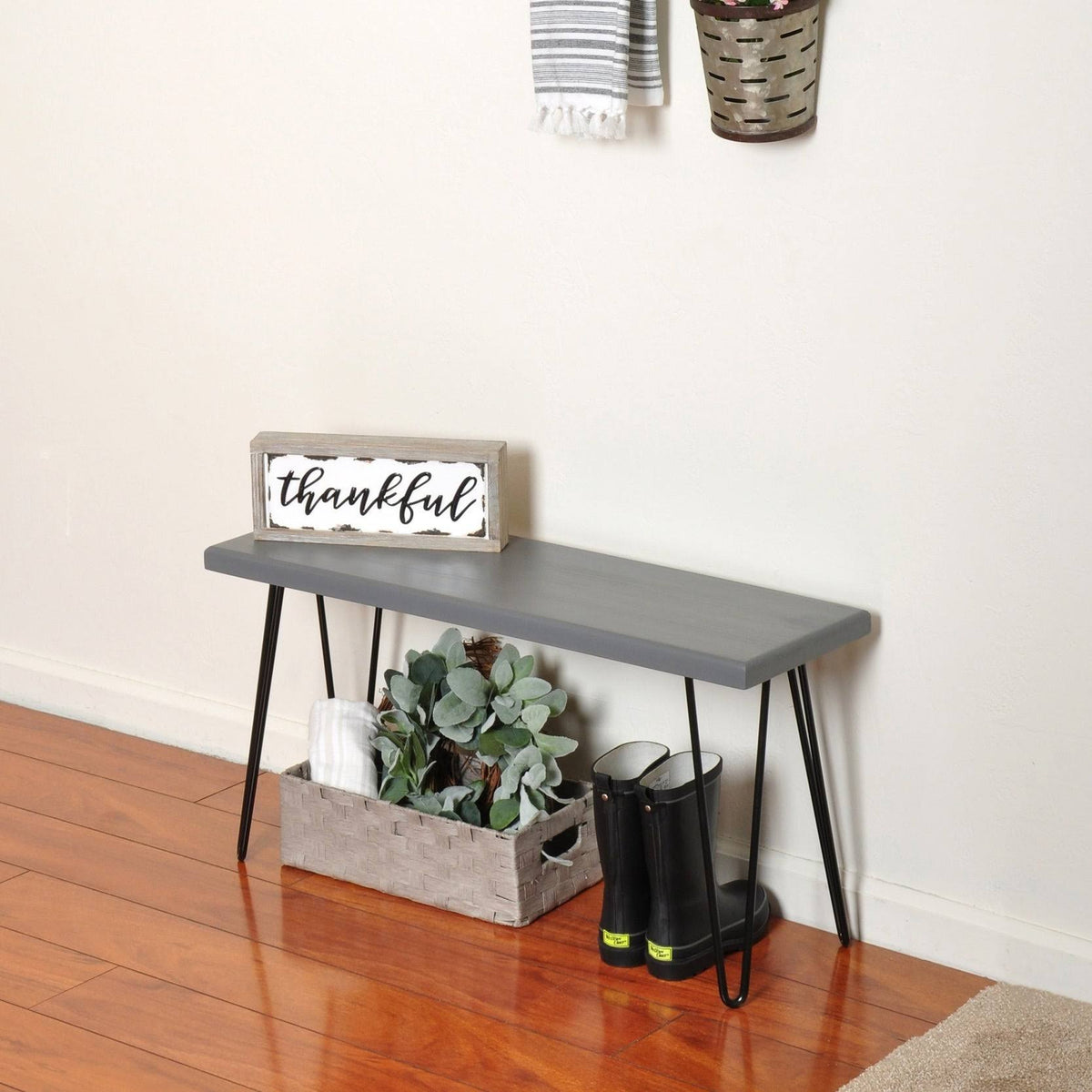 Dark Brown Wood Bench L326
