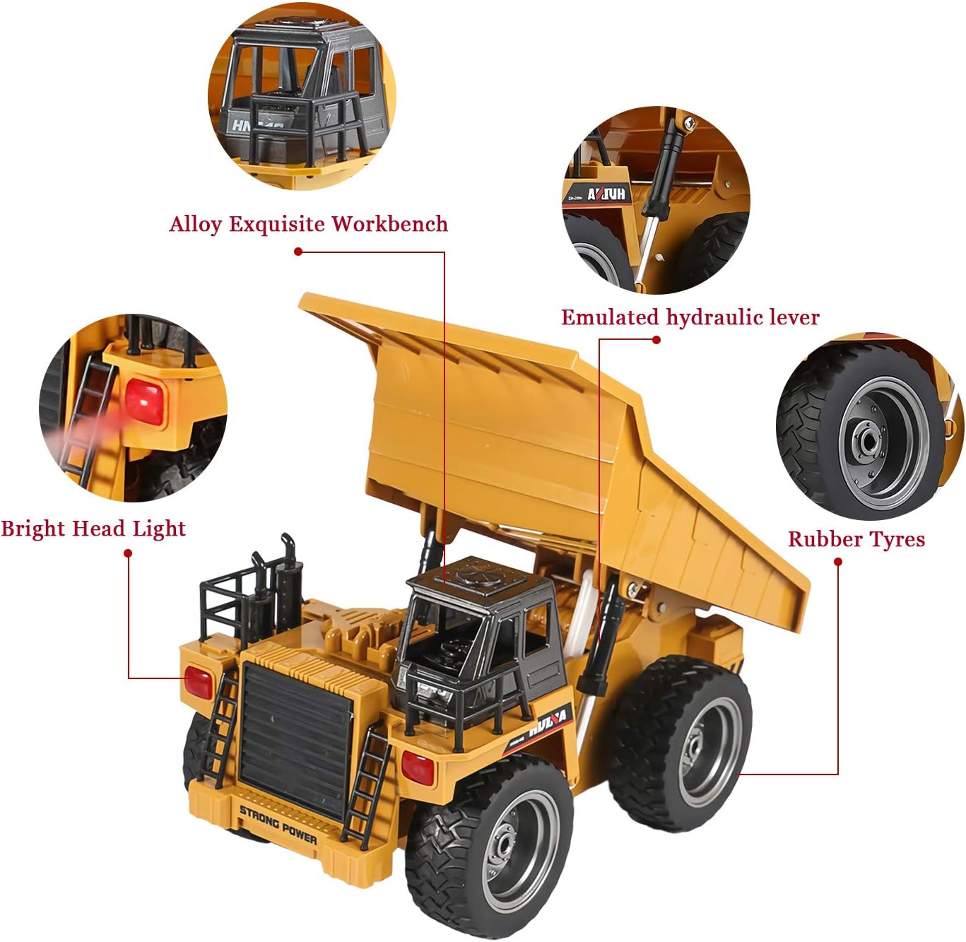 Remote Control Construction Dump Truck Toy with Rechargeable Battery T384