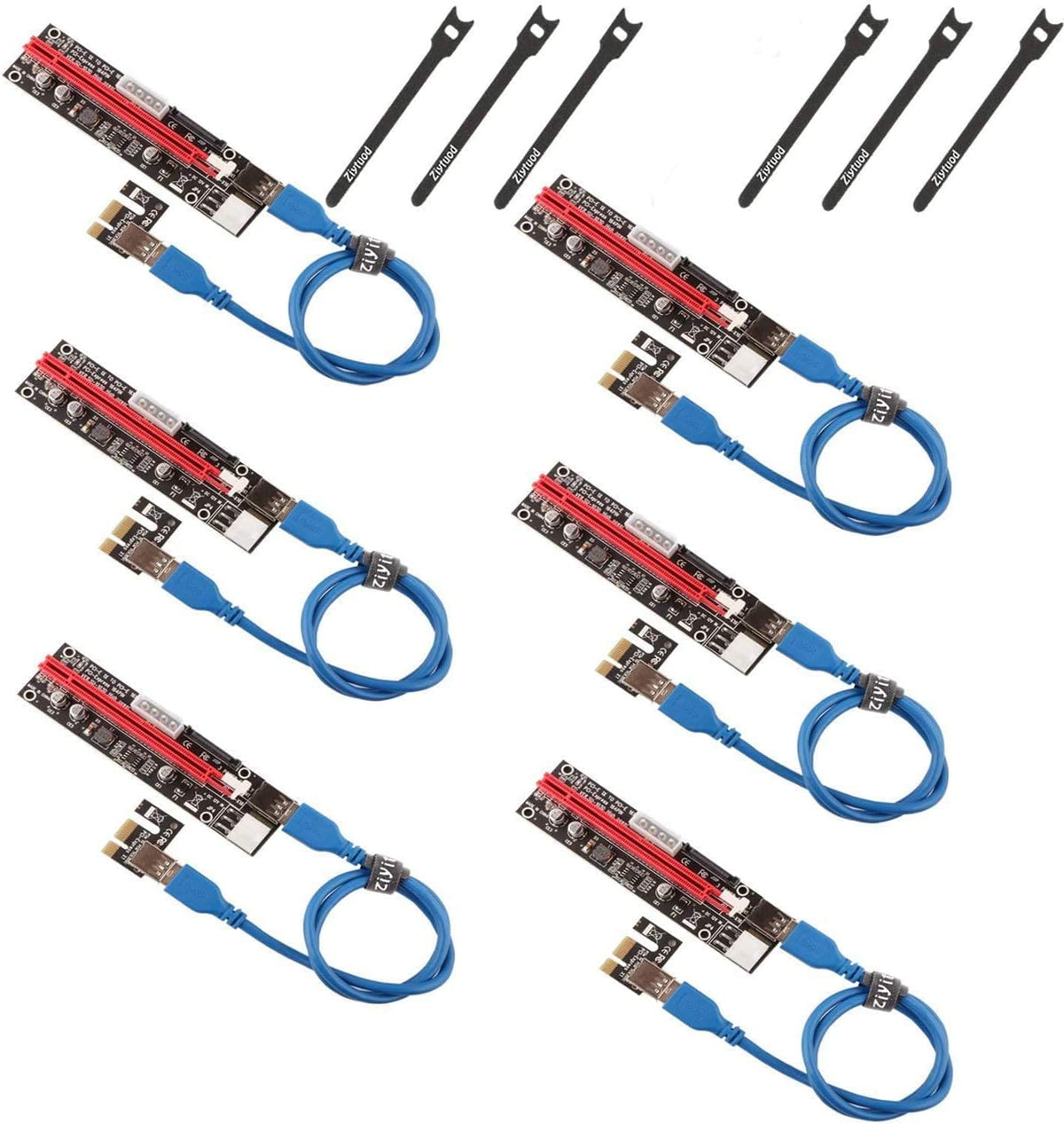 6 Pack GPU Riser Express Kits with 60cm USB 3.0 Cable M4328