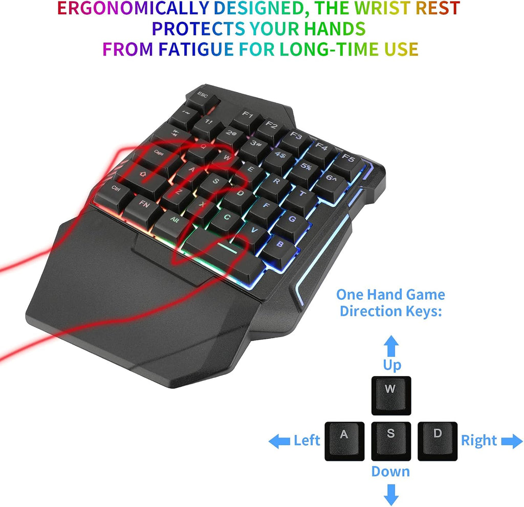 Wired Mechanical RGB LED Backlit Gaming Keyboard and Mouse Combo C83439