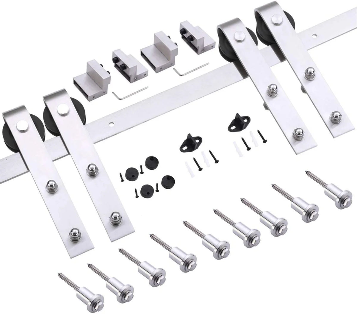 Double Barn Door 36 x 84 inches with Frosted Glass Stainless Steel Rail Hangers W39918