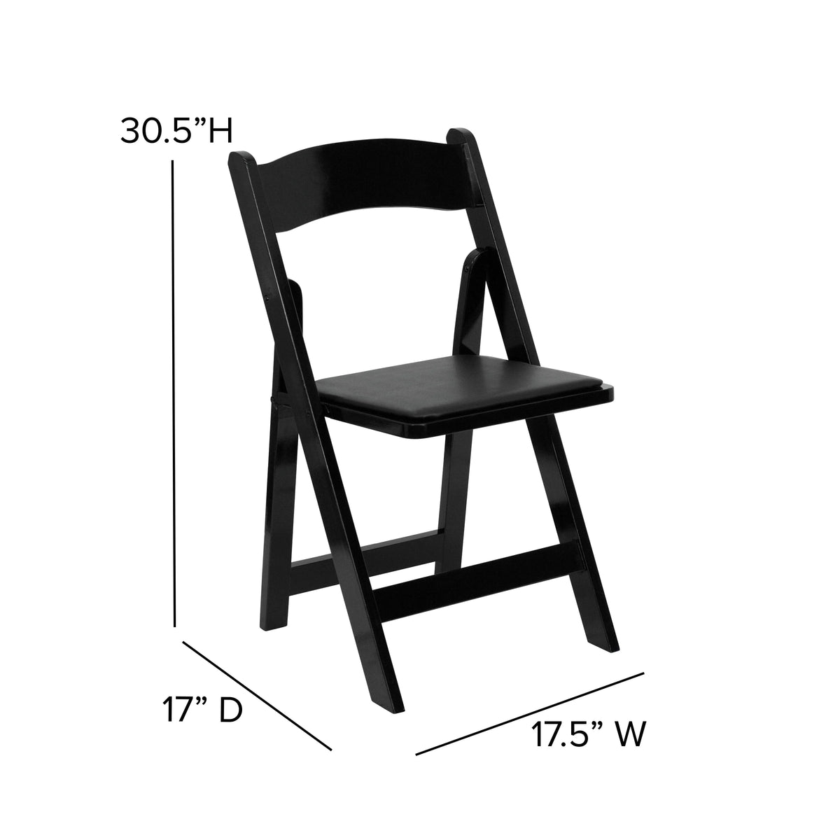 2 Pack Black Wood Folding Chair with Vinyl Padded Seat Z109723