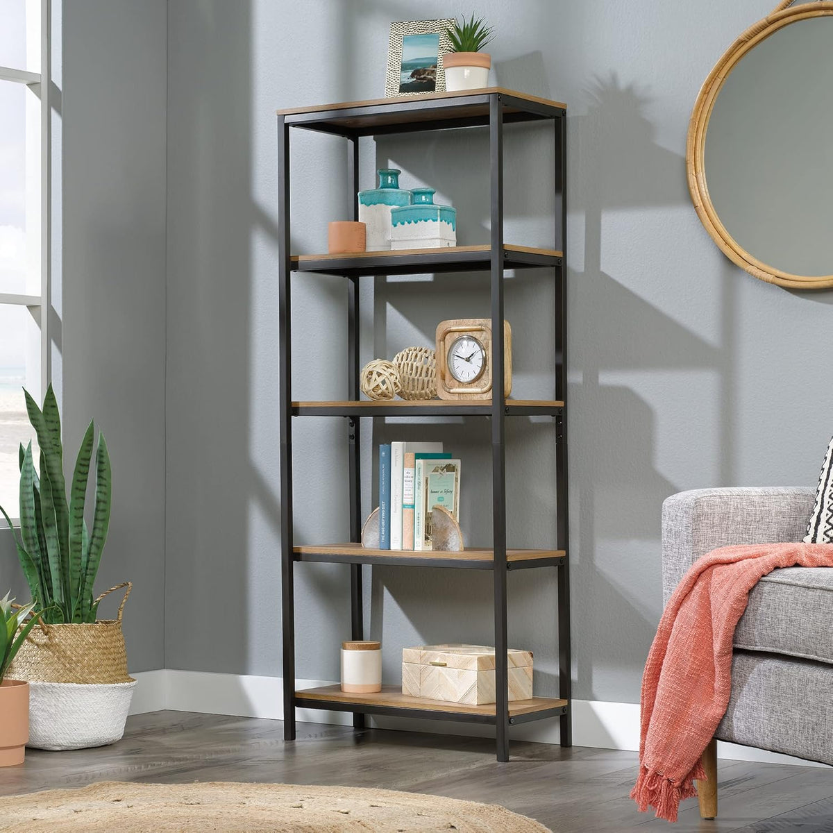 Tall Bookcase, Sindoori Mango Finish K505