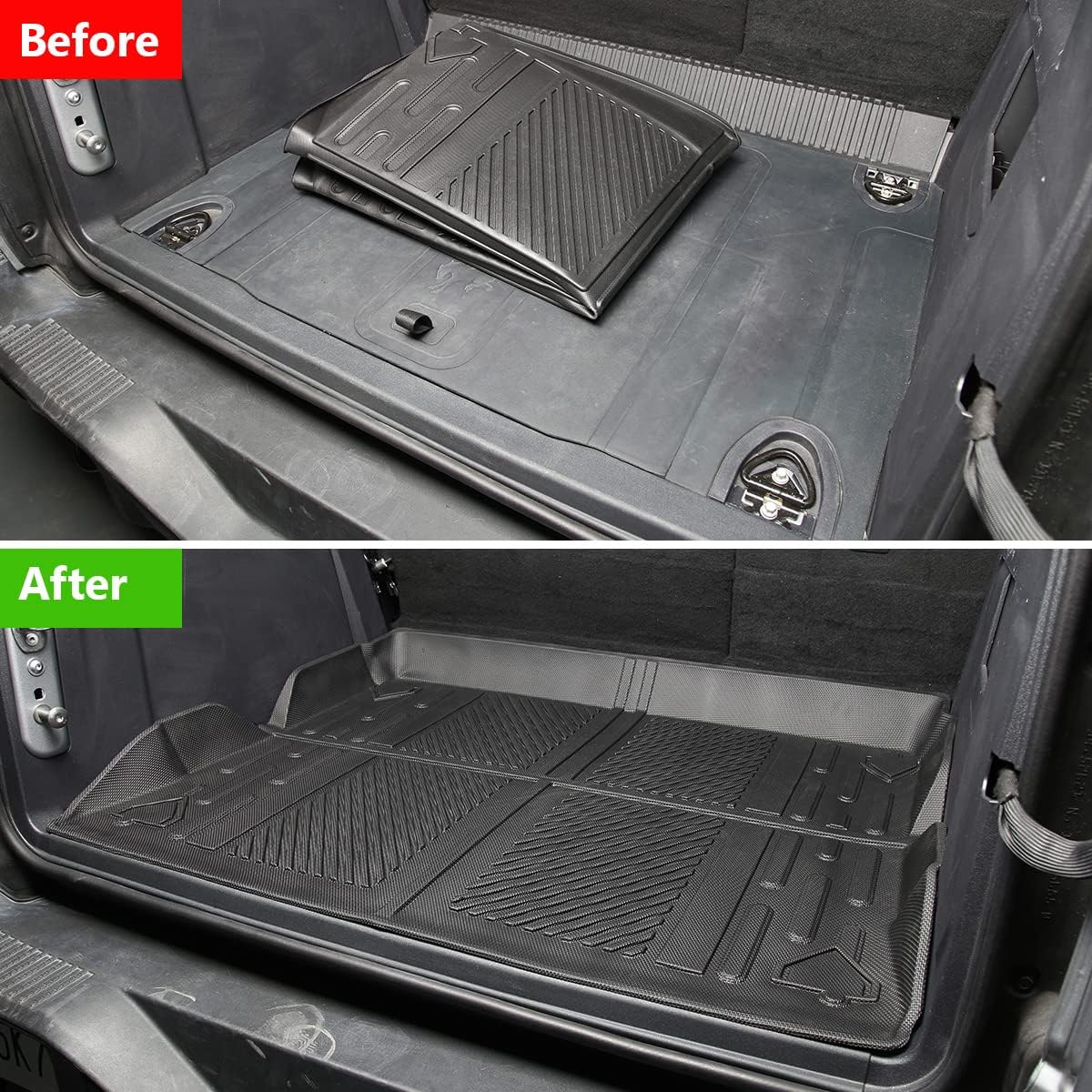 Cargo Liner Trunk Floor Mat for Ford Bronco 2021 2022 All Weather Waterproof TPE Pack of 2 T4493