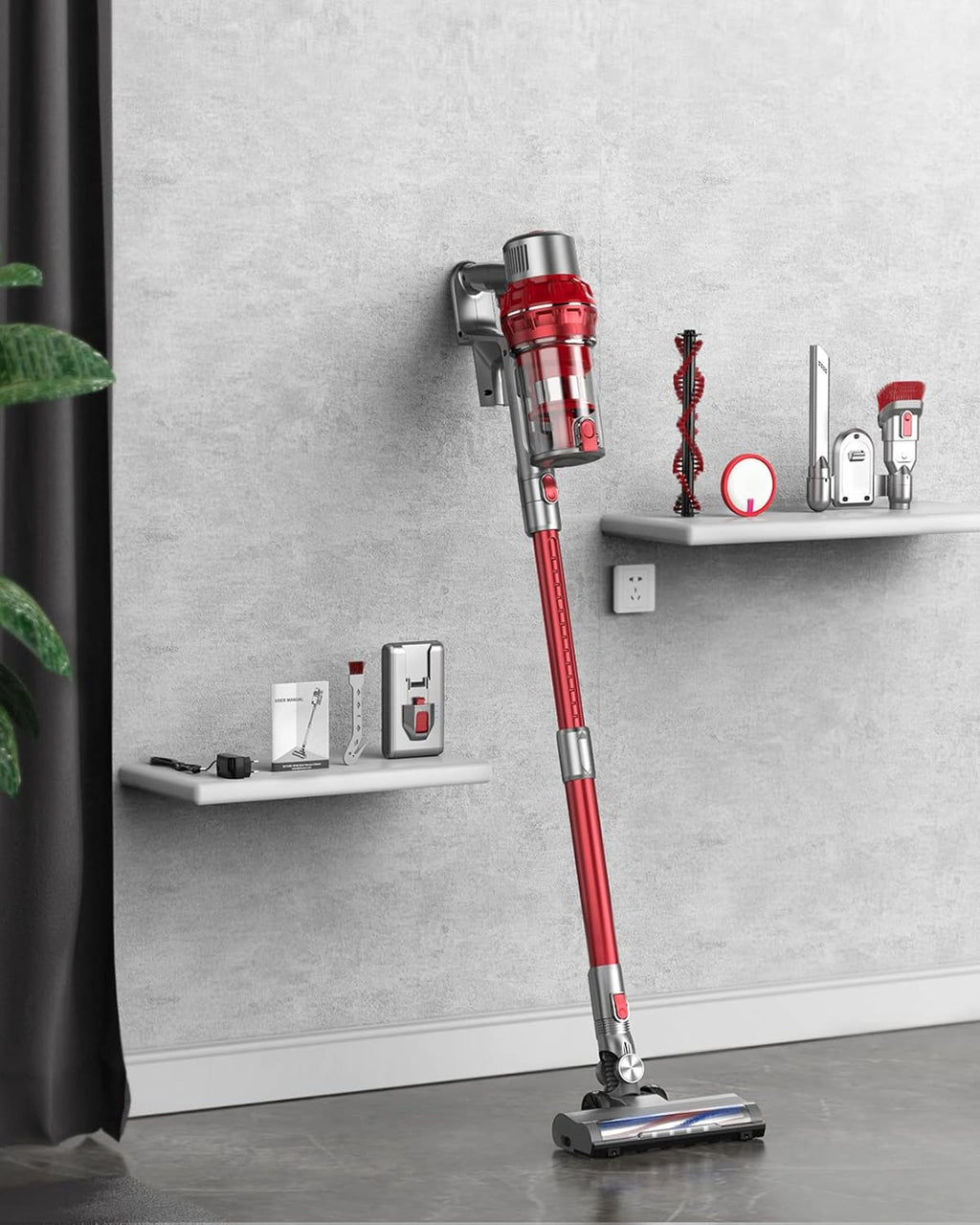 Cordless Stick Vacuum with 380W 26KPa 35min Runtime Detachable Battery S357