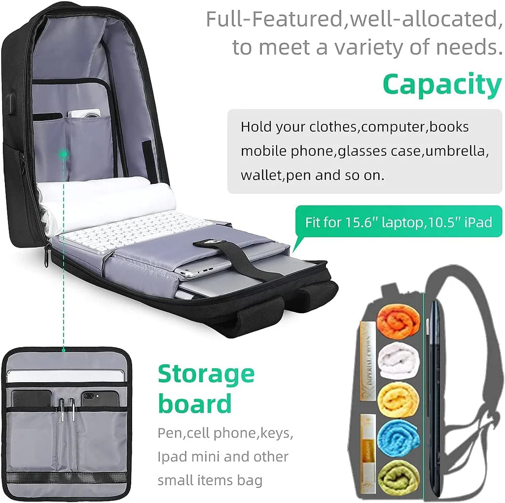 Anti Theft Backpack with TSA Approved Lock and Scratch Resistant Shell, Waterproof Travel Backpack, USB Laptop Backpack Fits 15.6 Inch Notebook Q208