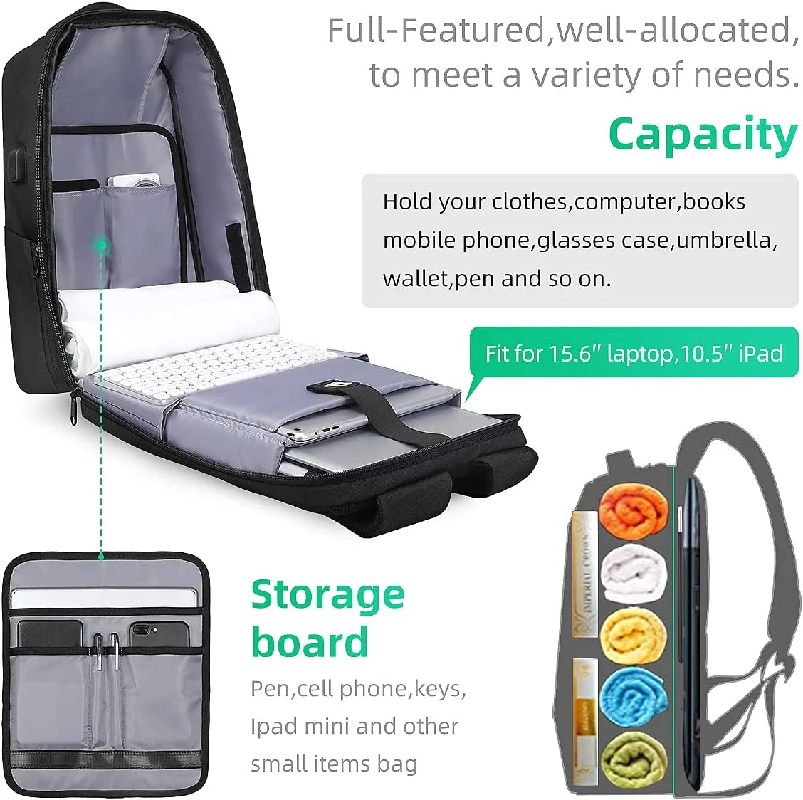 Anti Theft Backpack with TSA Approved Lock and Scratch Resistant Shell, Waterproof Travel Backpack, USB Laptop Backpack Fits 15.6 Inch Notebook Q208